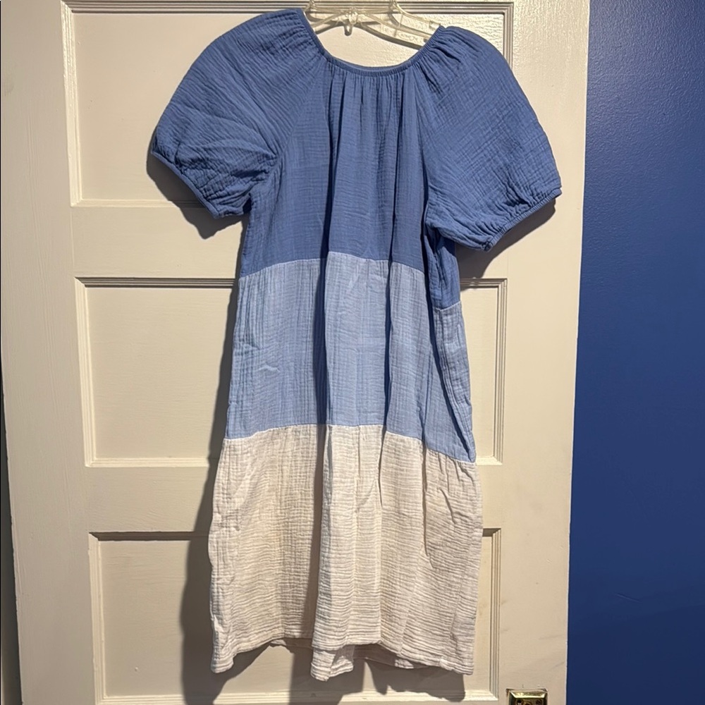 Girls blue ombré peasant dress